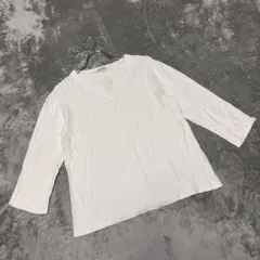【エムツースクアード】（L）スキッパーネックTシャツ ワンカラー シンプル 白