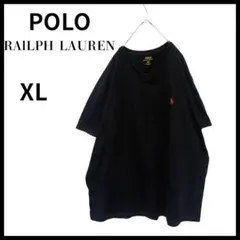 PoloRalphLaurenポロラルフローレン刺繍ロゴVネック半袖TシャツXL