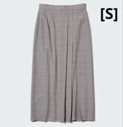 ユニクロ　サイドプリーツ　ナロースカート　ロングスカート　チェック　Ｓ