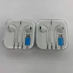 2個 iPhone対応 有線イヤホン Lightning/タイプC選択可能