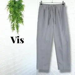 5243【Vis】ドローストリングテーパードパンツ ウエストひも グレー M