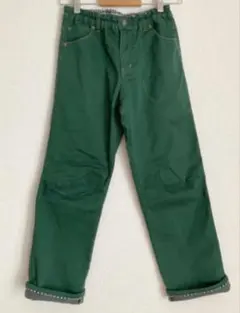 緑色の長ズボン ゴム入りウエスト