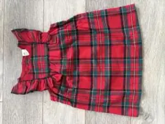 H&M フリル付きチェックワンピース 74/80