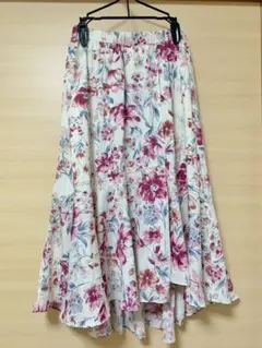 COCODEAL BIGフラワープリントアシメロングスカート