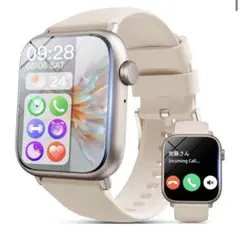 スマートウォッチ レディース ファッションゴールドBluetooth通話機能