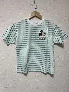 新品リトシー★ミッキー刺繍ワッペンストライプTシャツ (120cm)