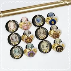 ボタンカボション⑭✨️カメオ盛り＊ブラックボタン