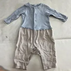 リブ長袖長ズボンロンパース　水色　女の子　70 秋冬ベビー服