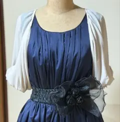 【ゆうパック発送】結婚式　パーティ ネイビー　ワンピース　ドレス ボレロ　セット