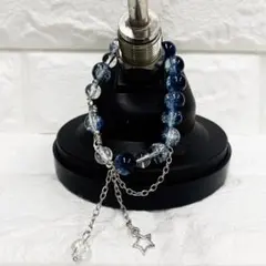 【新品／未使用】青色ビーズブレスレット 星型チャーム付き