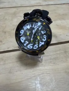 あ*お様 美品GaGa MILANO ブラックアナログ腕時計 ガガミラノ GaGa MILANO MANUALE マヌアーレ 48MM 腕時計 ウォッチ 手