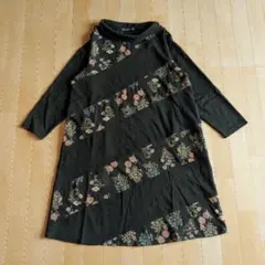 美シルエット Lascolinas 花柄切替チュニック 원피스 M〜L ミセス