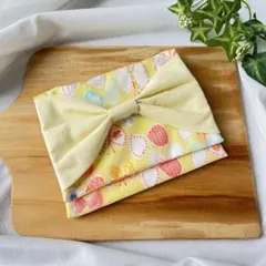 移動ポケット リボン　ハンドメイド　花柄　蝶々　女の子　小学生　黄色　ポーチ