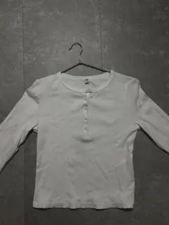 ホワイト ヘンリーネック Tシャツ Mサイズ