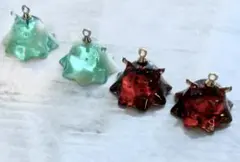 琥珀風＆翡翠風　めんだこ　チャーム　アクセサリー(2個セット)