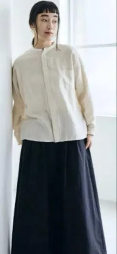 中川政七商店　綿麻ガーゼの休日シャツ　キナリ　サイズL 優しい風合いでリラックスのサムネイル