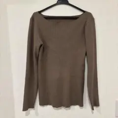 KOBE LETTUCE リブ編みオフショルダー長袖トップス ベージュ