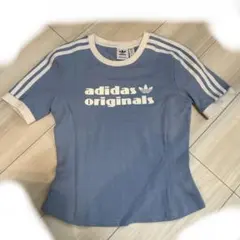 adidas originals 半袖Tシャツ ライトブルー