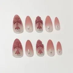 ピンクグラデ×クロムネイル 韓国ネイル ワンホン ギャル サイズオーダー制