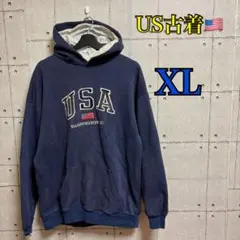【アメリカ古着】USA フード付きパーカー XL ネイビー