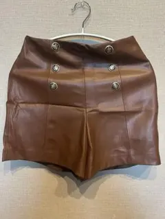 ZARA ブラウン レザー ショートパンツ　サイズS