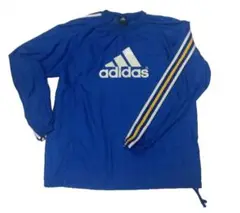 adidas ピステ ブルー ストライプ 丸首 リブ加工 160