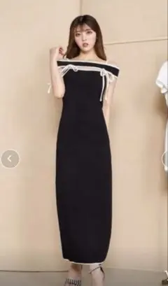 Darich バイカラーリボンニットワンピース