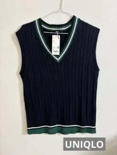 UNIQLO ネイビー Vネック ニットベスト M タグ付き新品