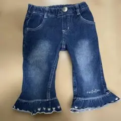 110cm ムージョンジョン　ハート　7分丈　デニムパンツ☆