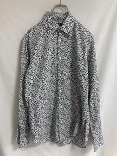 リバティ　ナノユニバース　グレンジェイド　花柄　長袖　シャツ　48 　白黒　総柄