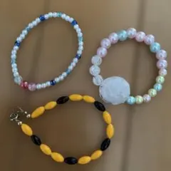 ハンドメイド ビーズブレスレット 3点セット