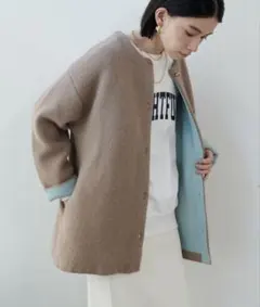 LARUTA FOX混Wフェイスニットコート