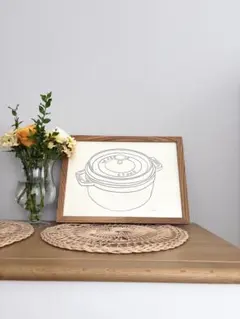 モスグリーン花♡ 山口一郎原画額装込一点物絵