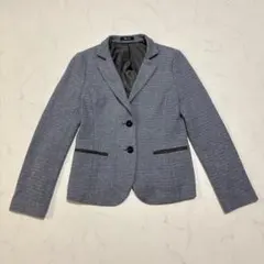 Aquascutum ヘリンボーン テーラードジャケット グレー ブルー Mのサムネイル