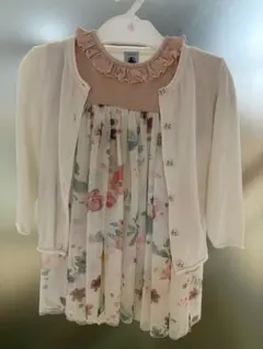 PETIT BATEAU フリル衿チュールワンピース カーディガン24m/86㎝
