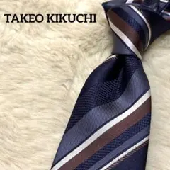 未使用に近い　タケオキクチ　ネクタイ 小剣切り替えデザイン　ストライプのサムネイル