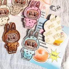 ラブブ刺繍ワッペン6個セット