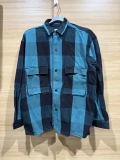 着画あり monkeytime チェックネルシャツ ターコイズ ブラック M