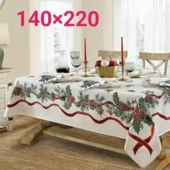 クリスマス テーブルクロス 北欧 140×220 ベージュ 食卓 クリスマス装飾のサムネイル
