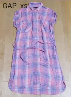 GAP 半袖ワンピース xs ピンク系チェック