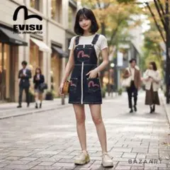 392】EVISU エヴィス デニムシャツワンピース カモメ M相当 岡山製