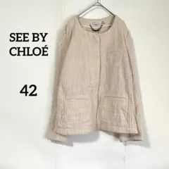 新品未使用 Chloé ベージュ ノーカラージャケット M 2026年最新】SEE BY CHLOE レディース ノーカラージャケットの人気