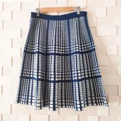 【TRANS WORK】トランスワーク ニットチェック スカート L