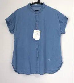 【新品】Dessin 綿麻デニム半袖シャツ　Mのサムネイル