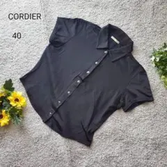 コルディア 半袖ブラウス 40 黒 シアー 透け感 ボタン 日本製 上品 薄手のサムネイル