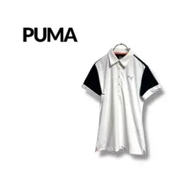 【プーマ】半袖　ポロシャツ　ワンポイントロゴ　ゴルフウェア　可愛い　ホワイト　L