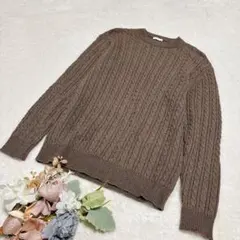 【ジーユー】GU メンズ ラムブレンドケーブルセーター ブラウン M