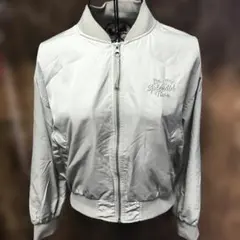 刺繍入りライトグレー ボンバージャケット