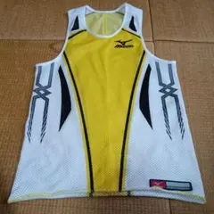 MIZUNO 트랙 앤 필드 셔츠 싱글릿 옐로우 화이트