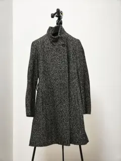 INED　アンゴラ・カシミア混　スタンドカラーツイードコート　サイズ9